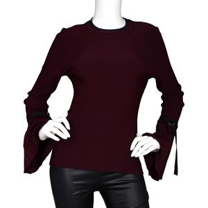 3.1 Phillip Lim Burgundy Pleated Sleeve Sweater, S